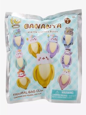 Hot Topic Bananya Figural Bag Clip – Yellow, Purple, Blue